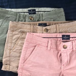 NEW: Bundle American Eagle shorts pink green beige